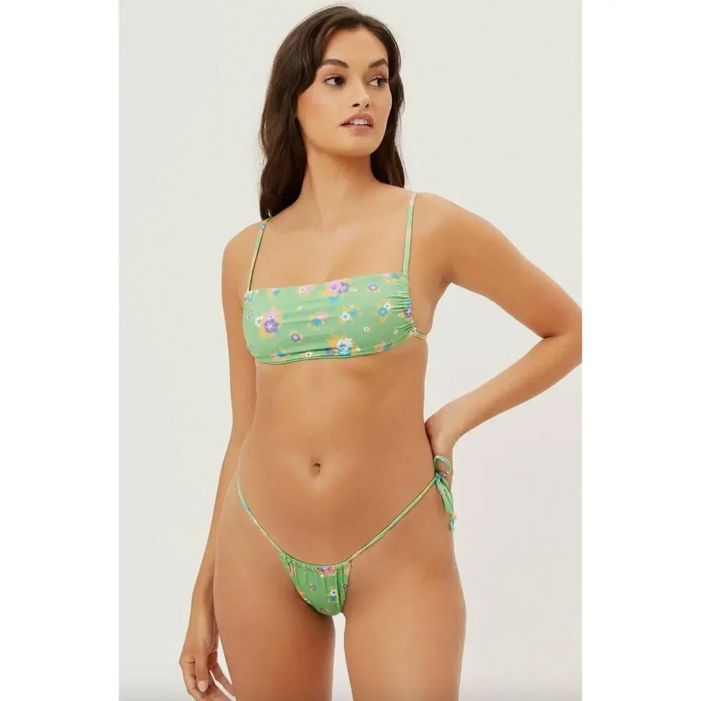 Frankies Bikinis Kailyn String Bandeau Bikini Top - Meadow - Large
